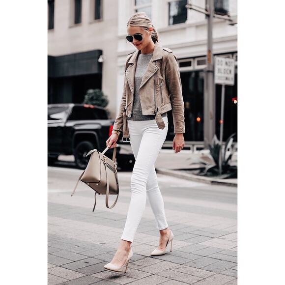 Blank NYC Womens Suede Moto Jacket Cropped Notch Collar Sand Stoner Small NWT - Picture 13 of 13